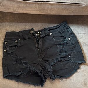 American Eagle Outfitters Black Ripped Jean Shorts